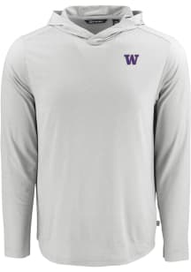 Cutter and Buck Washington Huskies Mens Grey Coastline Eco Long Sleeve Hoodie