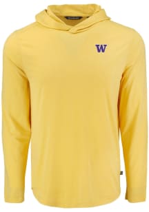 Cutter and Buck Washington Huskies Mens Yellow Coastline Eco Long Sleeve Hoodie