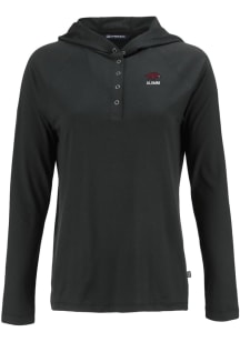 Cutter and Buck Arkansas Razorbacks Womens Black Alumni Coastline Eco Hooded Sweatshirt