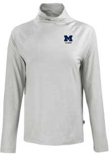 Cutter and Buck Michigan Wolverines Womens Grey Alumni Coastline Eco Funnel Neck Crew Sweatshirt
