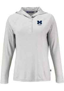 Cutter and Buck Michigan Wolverines Womens Grey Alumni Coastline Eco Hooded Sweatshirt