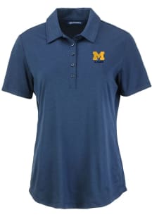Cutter and Buck Michigan Wolverines Womens Blue Alumni Coastline Eco Short Sleeve Polo Shirt