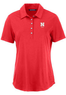 Cutter and Buck Nebraska Cornhuskers Womens Red Alumni Coastline Eco Short Sleeve Polo Shirt