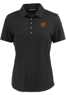 Cutter and Buck Oklahoma State Cowboys Womens Black Alumni Coastline Eco Short Sleeve Polo Shirt