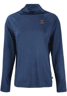 Cutter and Buck Texas Longhorns Womens Navy Blue Alumni Coastline Eco Funnel Neck Crew Sweatshirt
