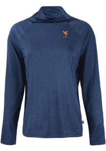 Cutter and Buck West Virginia Mountaineers Womens Navy Blue Alumni Coastline Eco Funnel Neck Crew..