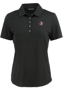 Cutter and Buck Florida State Seminoles Womens Black Vault Coastline Eco Short Sleeve Polo Shirt