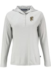 Cutter and Buck Grambling State Tigers Womens Grey Vault Coastline Eco Hooded Sweatshirt