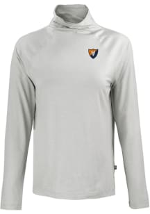 Cutter and Buck Illinois Fighting Illini Womens Grey Vault Coastline Eco Funnel Neck Crew Sweatshi..