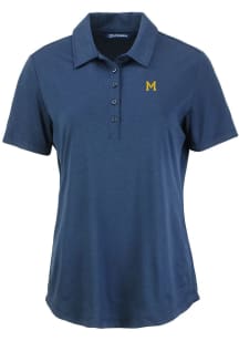 Cutter and Buck Michigan Wolverines Womens Blue Vault Coastline Eco Short Sleeve Polo Shirt