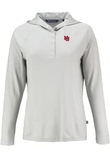 Cutter and Buck Nebraska Cornhuskers Womens Grey Vault Coastline Eco Hooded Sweatshirt