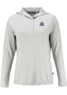 Cutter and Buck Northwestern Wildcats Womens Grey Vault Coastline Eco Hooded Sweatshirt