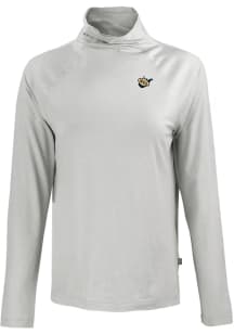 Cutter and Buck West Virginia Mountaineers Womens Grey Vault Coastline Eco Funnel Neck Crew Sweats..