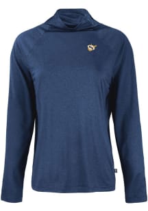 Cutter and Buck West Virginia Mountaineers Womens Navy Blue Vault Coastline Eco Funnel Neck Crew S..