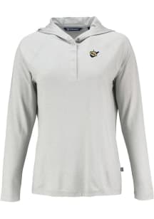 Cutter and Buck West Virginia Mountaineers Womens Grey Vault Coastline Eco Hooded Sweatshirt