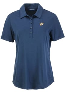 Cutter and Buck West Virginia Mountaineers Womens Navy Blue Vault Coastline Eco Short Sleeve Polo..