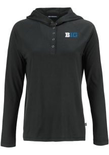 Cutter and Buck Big Ten Womens Black Coastline Eco Hooded Sweatshirt