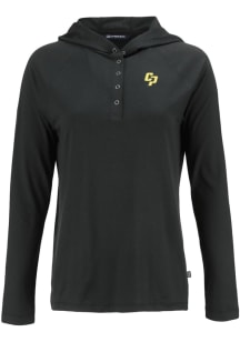 Cutter and Buck Cal Poly Mustangs Womens Black Coastline Eco Hooded Sweatshirt