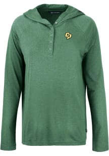 Cutter and Buck Cal Poly Mustangs Womens Green Coastline Eco Hooded Sweatshirt