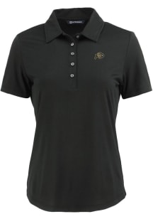 Cutter and Buck Colorado Buffaloes Womens Black Coastline Eco Short Sleeve Polo Shirt