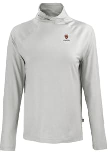 Cutter and Buck Harvard Crimson Womens Grey Coastline Eco Funnel Neck Crew Sweatshirt