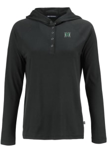 Cutter and Buck Hawaii Warriors Womens Black Coastline Eco Hooded Sweatshirt