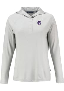 Cutter and Buck Holy Cross Crusaders Womens Grey Coastline Eco Hooded Sweatshirt