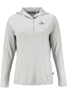 Cutter and Buck Illinois Fighting Illini Womens Grey Coastline Eco Hooded Sweatshirt