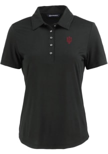 Cutter and Buck Indiana Hoosiers Womens Black Coastline Eco Short Sleeve Polo Shirt
