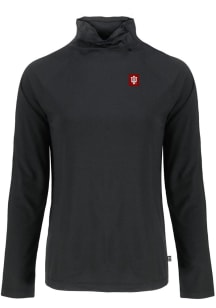 Cutter and Buck Indiana Hoosiers Womens Black Block Logo Coastline Eco Funnel Neck Crew Sweatshirt