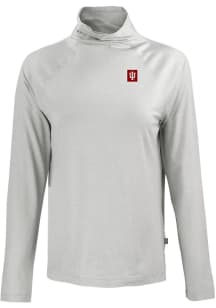 Cutter and Buck Indiana Hoosiers Womens Grey Block Logo Coastline Eco Funnel Neck Crew Sweatshirt