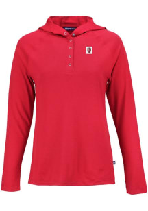 Cutter and Buck Indiana Hoosiers Womens Red Block Logo Coastline Eco Hooded Sweatshirt