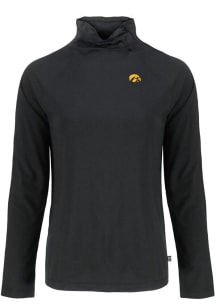 Cutter and Buck Iowa Hawkeyes Womens Black Coastline Eco Funnel Neck Crew Sweatshirt