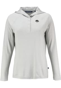 Cutter and Buck Iowa Hawkeyes Womens Grey Coastline Eco Hooded Sweatshirt