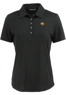 Cutter and Buck Iowa Hawkeyes Womens Black Coastline Eco Short Sleeve Polo Shirt