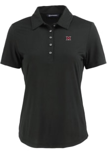 Cutter and Buck Miami RedHawks Womens Black Coastline Eco Short Sleeve Polo Shirt