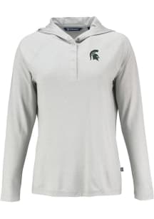 Cutter and Buck Michigan State Spartans Womens Grey Coastline Eco Hooded Sweatshirt