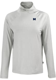 Cutter and Buck Michigan Wolverines Womens Grey Coastline Eco Funnel Neck Crew Sweatshirt