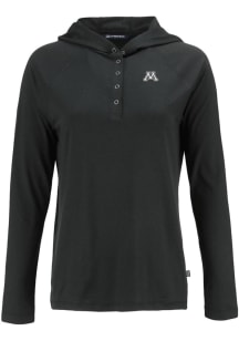 Cutter and Buck Minnesota Golden Gophers Womens Black Coastline Eco Hooded Sweatshirt