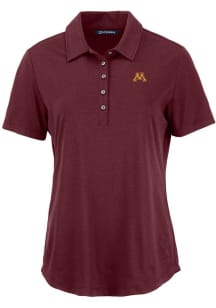 Cutter and Buck Minnesota Golden Gophers Womens Maroon Coastline Eco Short Sleeve Polo Shirt