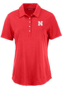 Cutter and Buck Nebraska Cornhuskers Womens Red Coastline Eco Short Sleeve Polo Shirt