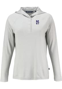 Cutter and Buck Northwestern Wildcats Womens Grey Coastline Eco Hooded Sweatshirt