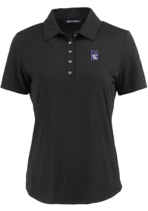 Cutter and Buck Northwestern Wildcats Womens Black Coastline Eco Short Sleeve Polo Shirt