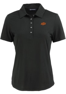 Cutter and Buck Oklahoma State Cowboys Womens Black Coastline Eco Short Sleeve Polo Shirt