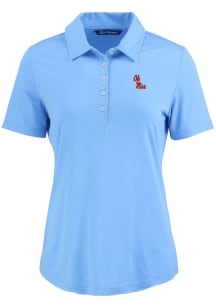 Cutter and Buck Ole Miss Rebels Womens Light Blue Coastline Eco Short Sleeve Polo Shirt