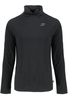 Cutter and Buck Purdue Boilermakers Womens Black Coastline Eco Funnel Neck Crew Sweatshirt