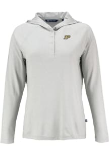 Cutter and Buck Purdue Boilermakers Womens Grey Coastline Eco Hooded Sweatshirt