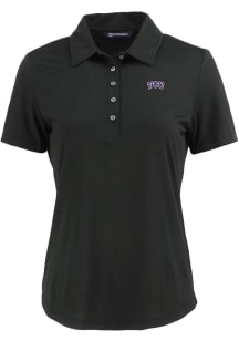 Cutter and Buck TCU Horned Frogs Womens Black Coastline Eco Short Sleeve Polo Shirt