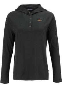 Cutter and Buck Tulsa Golden Hurricane Womens Black Coastline Eco Hooded Sweatshirt