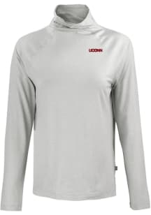 Cutter and Buck UConn Huskies Womens Grey Coastline Eco Funnel Neck Crew Sweatshirt